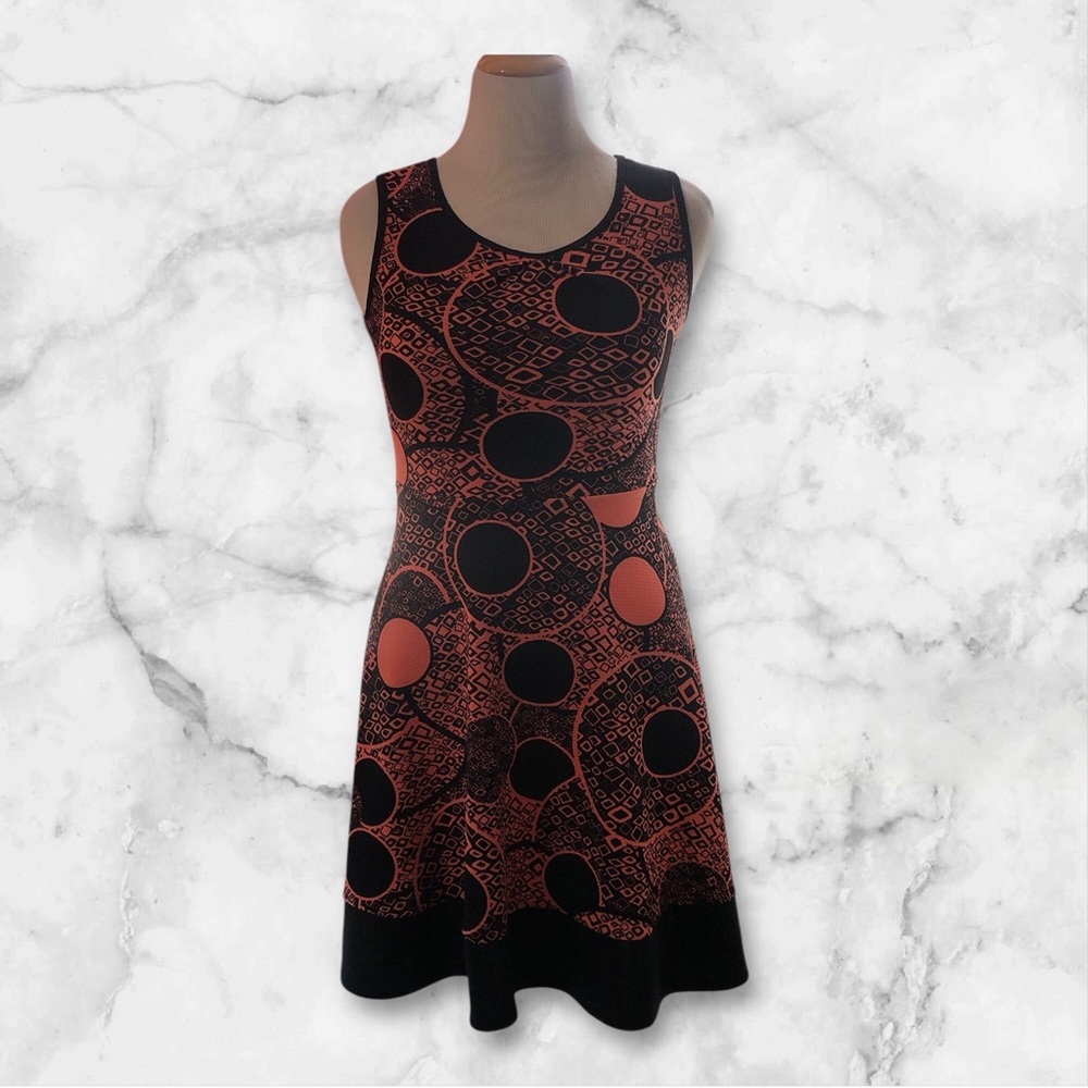 Rave Elegant Black and Orange Patterned Dress